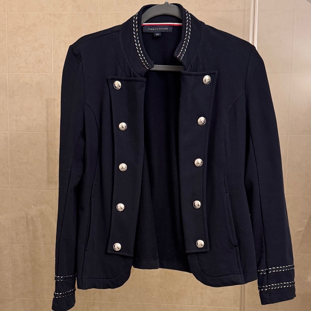 Tommy Hilfiger Navy Double-Breasted Military Blazer